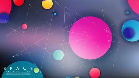 Background of Flat Space with planets and stars. Vector illustration of galax Illustrazione stock