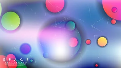 Background of Flat Space with planets and stars. Vector illustration of galax Stock Illustration