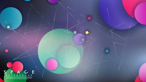Background of Flat Space with planets and stars. Vector illustration of galax Stockillustratie