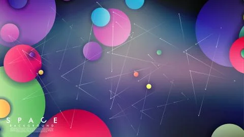 Background of Flat Space with planets and stars. Vector illustration of galax イラスト素材