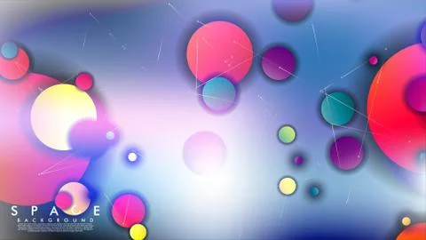 Background of Flat Space with planets and stars. Vector illustration of galax Illustrazione stock