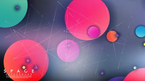 Background of Flat Space with planets and stars. Vector illustration of galax 스톡 일러스트