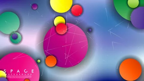 Background of Flat Space with planets and stars. Vector illustration of galax Stockillustratie