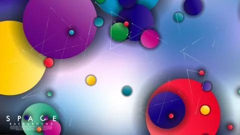 Background of Flat Space with planets and stars. Vector illustration of galax Illustrazione stock