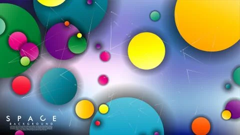 Background of Flat Space with planets and stars. Vector illustration of galax Stockillustratie