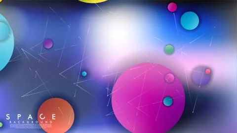 Background of Flat Space with planets and stars. Vector illustration of galax イラスト素材