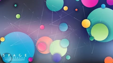 Background of Flat Space with planets and stars. Vector illustration of galax Illustrazione stock