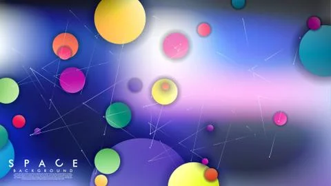 Background of Flat Space with planets and stars. Vector illustration of galax Stock Illustration