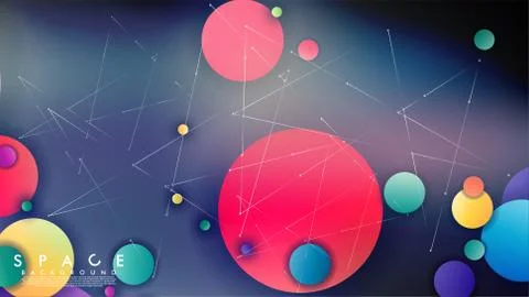 Background of Flat Space with planets and stars. Vector illustration of galax 스톡 일러스트