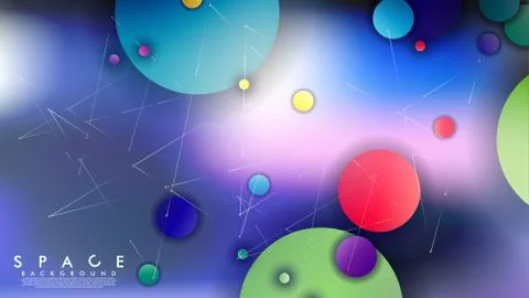 Background of Flat Space with planets and stars. Vector illustration of galax Stock Illustration