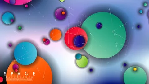 Background of Flat Space with planets and stars. Vector illustration of galax イラスト素材