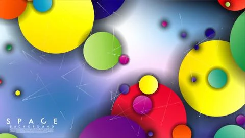 Background of Flat Space with planets and stars. Vector illustration of galax Illustrazione stock