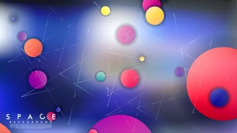 Background of Flat Space with planets and stars. Vector illustration of galax 스톡 일러스트