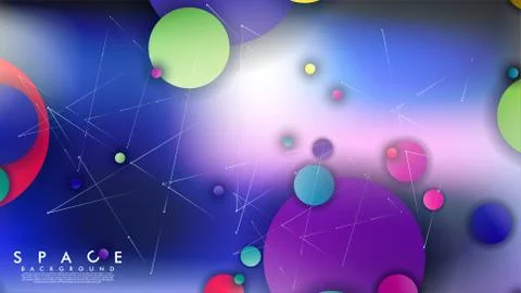 Background of Flat Space with planets and stars. Vector illustration of galax Stockillustratie