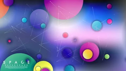 Background of Flat Space with planets and stars. Vector illustration of galax Stock Illustration