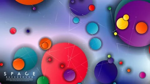 Background of Flat Space with planets and stars. Vector illustration of galax Illustrazione stock