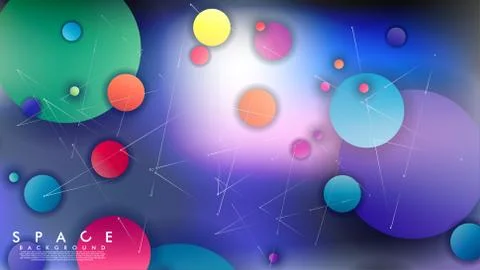 Background of Flat Space with planets and stars. Vector illustration of galax イラスト素材