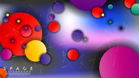 Background of Flat Space with planets and stars. Vector illustration of galax Stockillustratie