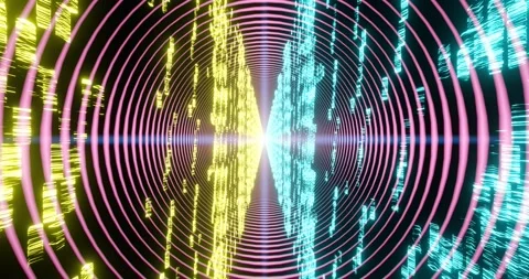 Background with flight in a digital tunnel with data transmitting blocks Stock Footage 168732318