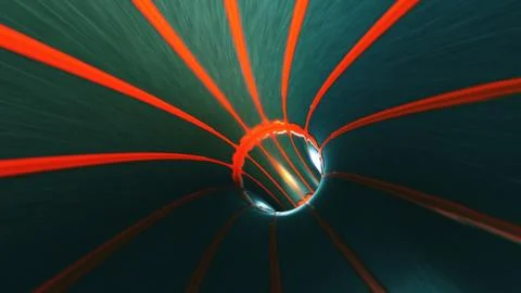 Background with flight in sci-fi tunnel with fantastic lights. 3D rendering Stock Illustration