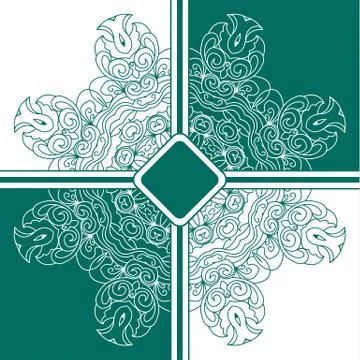 Background floral mandala pattern. the green and white Stock Illustration