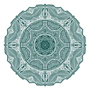 Background floral mandala pattern. the green and white Illustrazione stock
