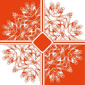 Background floral mandala pattern. orange and white. Stock Illustration