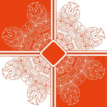 Background floral mandala pattern. orange and white. Stock Illustration