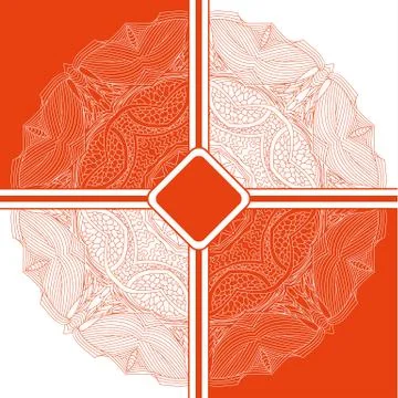 Background floral mandala pattern. orange and white Stock Illustration