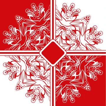 Background floral mandala pattern. red and white. Stock Illustration