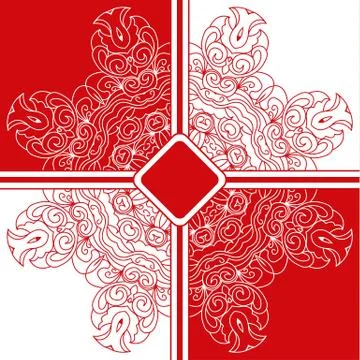 Background floral mandala pattern. red and white. Stock Illustration