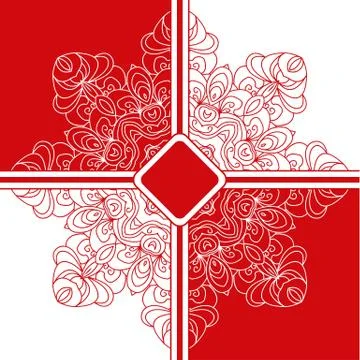 Background floral mandala pattern. red and white. Stock Illustration