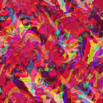 The background is floral. pattern of flowers psychedelic ornaments. Illustrazione stock