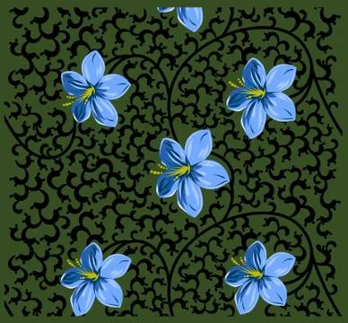 Background of flowers and curls Stock Illustration