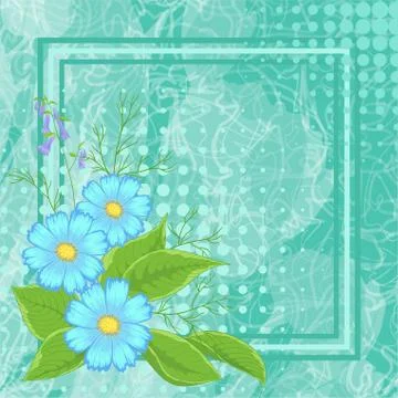 Background with flowers and frame Stock Illustration