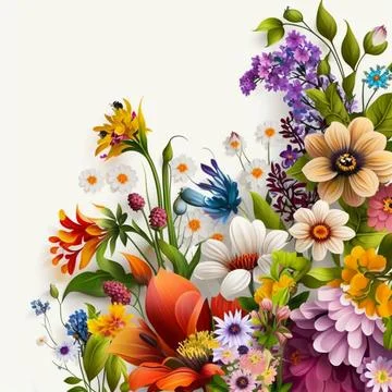 Background of flowers, cartoonish Stock Illustration