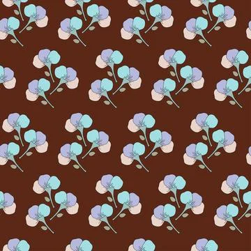 Background with flowers from multi-colored petals on a brown background. Stock Illustration