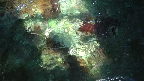 Background with flowing transparent water and a colorful bottom. Stock Footage 155068403
