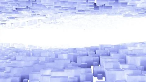 Background of flying among boxes. Design. 3D cubes and light corridor. 스톡 일러스트