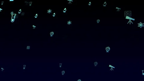 Background with flying school subjects physics, math, biology, geography, astron Vídeo Stock 254883014