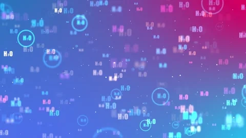 Background with flying water formulas. Water formula, chemical background. Stock Footage 297742590