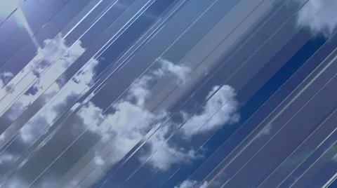 Background footage blue clouds and glass lines Stock Footage 64688896
