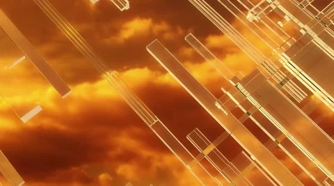 Background footage with clouds and lines orange bright Stockbeeldmateriaal 61799122