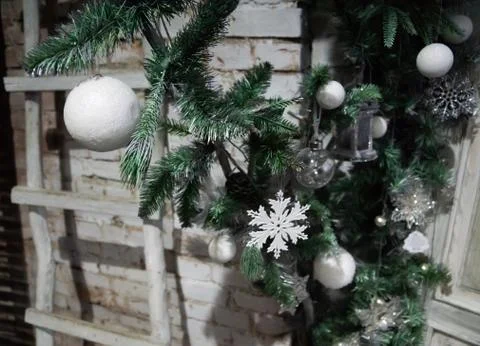 Background in the form of a white brick wall with stairs Stock Photos
