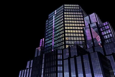 Background fragment of a skyscraper with colored glasses Stock Illustration