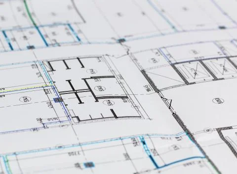 The background is from a fragment of a typical drawing of a house under const Stock Photos
