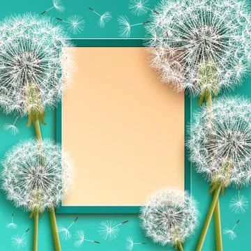 Background with frame and dandelions Stock Illustration