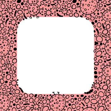 Background, frame, border from molecules, cells of virus, bacteria. Pandemic, Stock Illustration