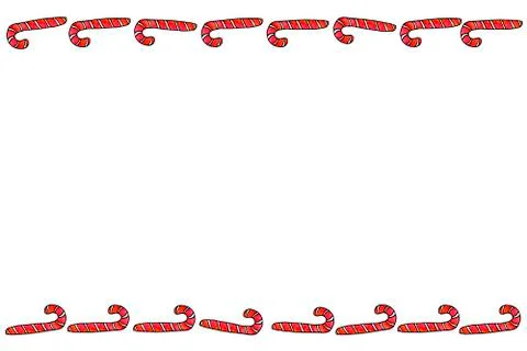 Background, frame, border from red candy cane. Horizontal top and bottom edgi Stock Illustration