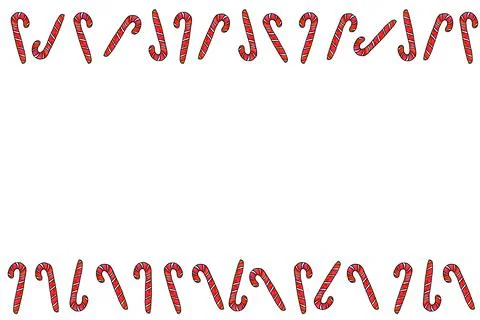 Background, frame, border from red candy cane. Horizontal top and bottom edgi Stock Illustration